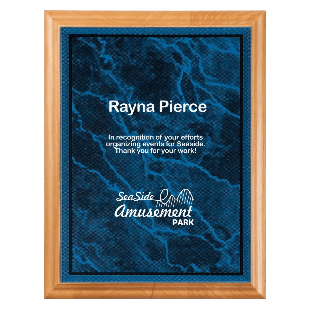 Premium Red Alder Personalized Plaque with (Optional) Marble Acrylic Plate - Smalltown Connetchin