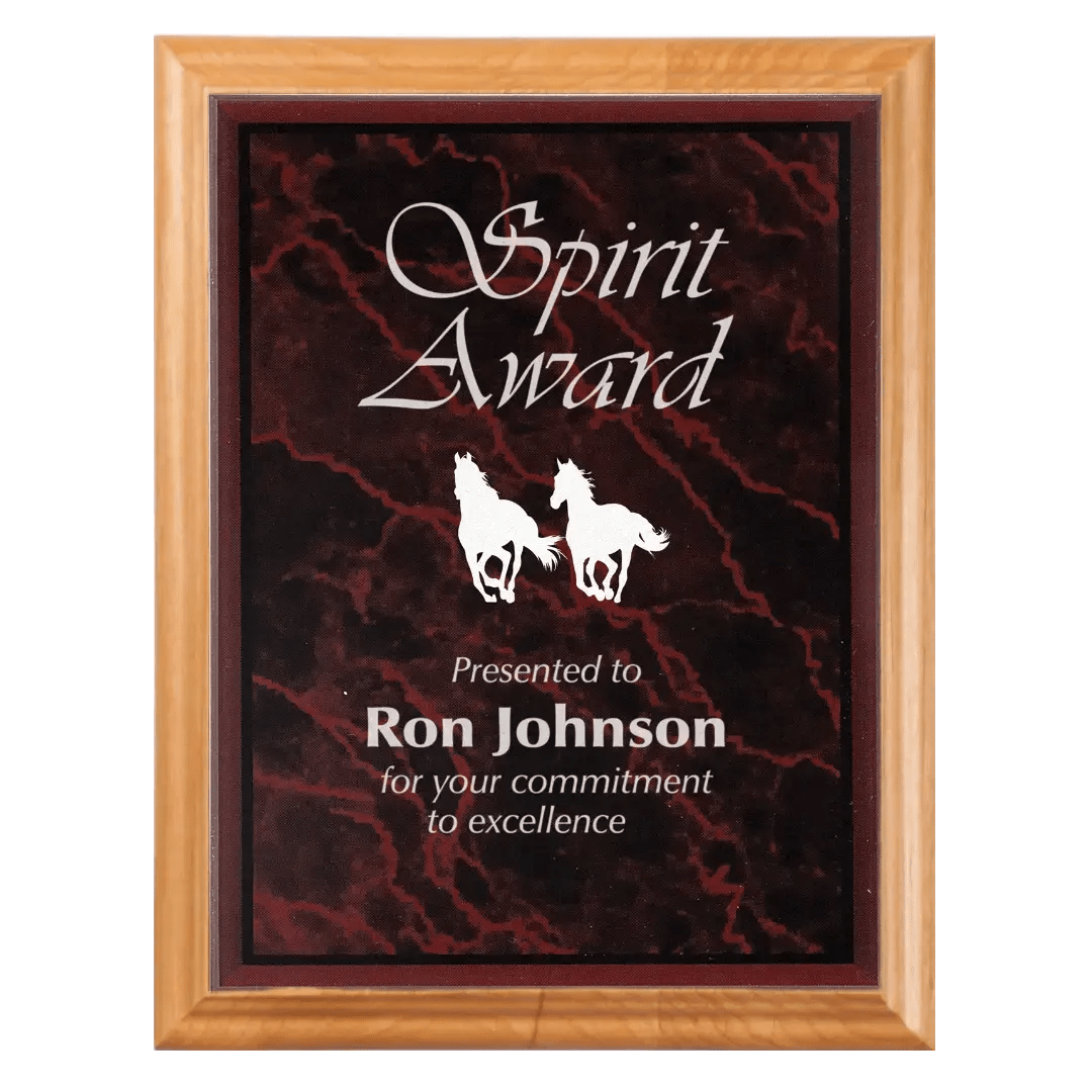 Premium Red Alder Personalized Plaque with (Optional) Marble Acrylic Plate - Smalltown Connetchin