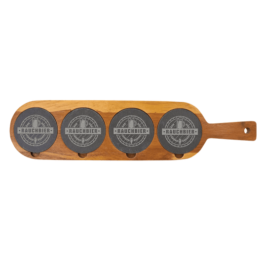 Premium Serving Board - Custom Etched Acacia Wood and Slate - Smalltown Connetchin