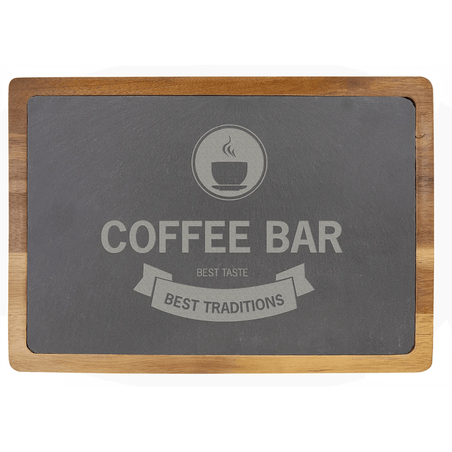 Premium Serving Board - Custom Etched Acacia Wood and Slate - Smalltown Connetchin