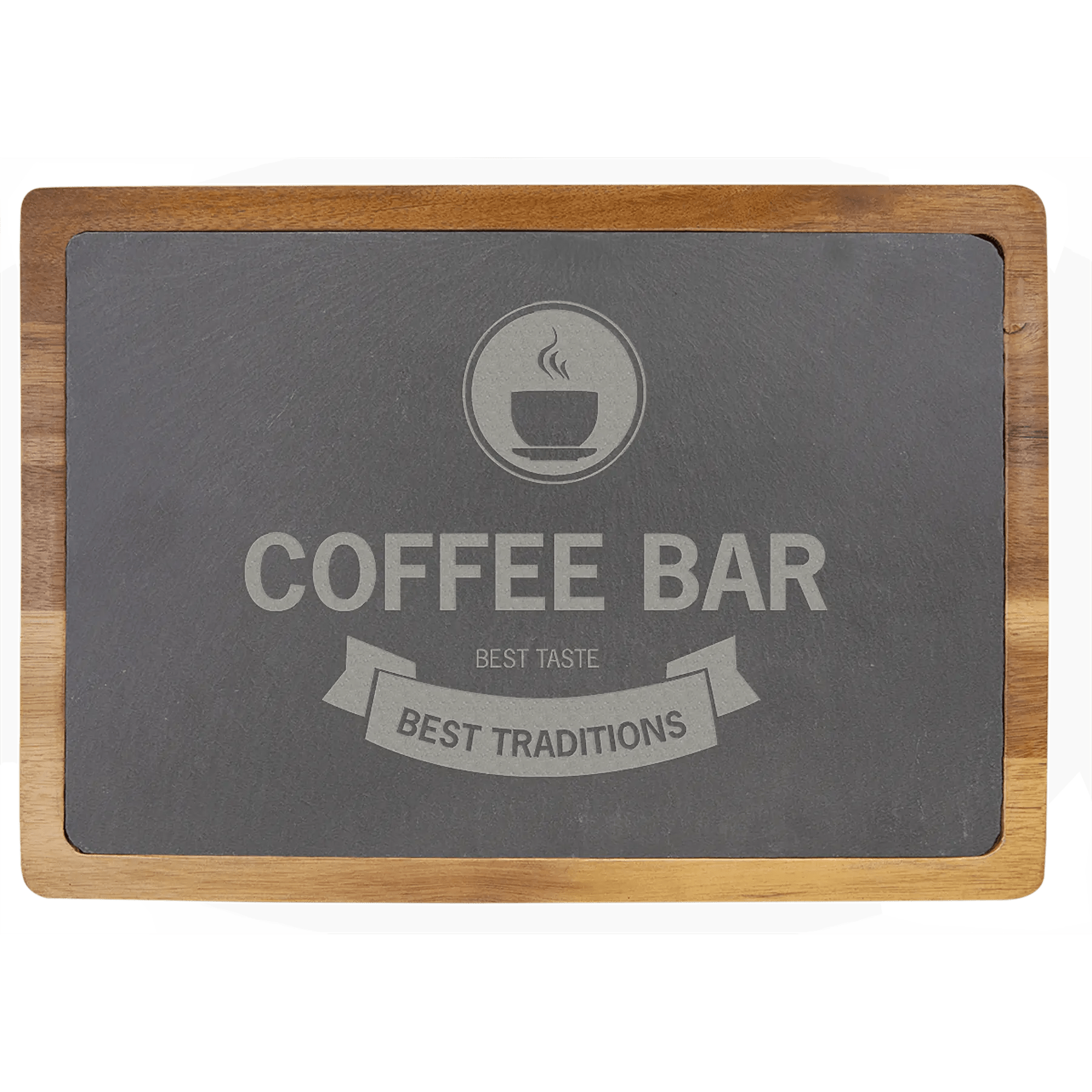 Premium Serving Board - Custom Etched Acacia Wood and Slate - Smalltown Connetchin
