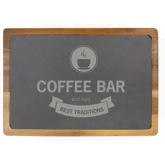 Premium Serving Board - Custom Etched Acacia Wood and Slate - Smalltown Connetchin
