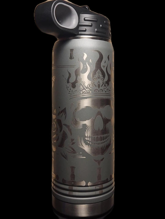 Skull King Bottle - Multiple Sizes, Colors, and Laser Customization