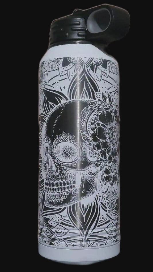 Premium Design Sugar Skull Water Bottle – 32 oz