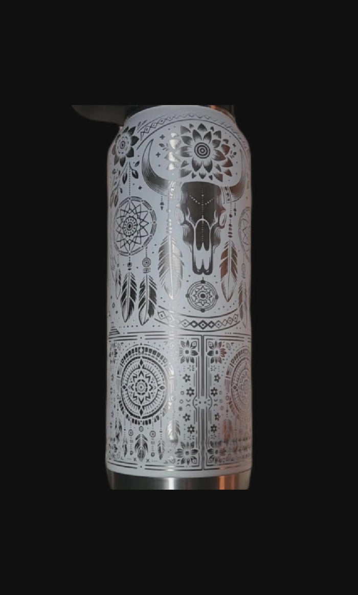 Cow Skull - BOHO Bottle - Multiple Sizes, Colors, and Laser Customization