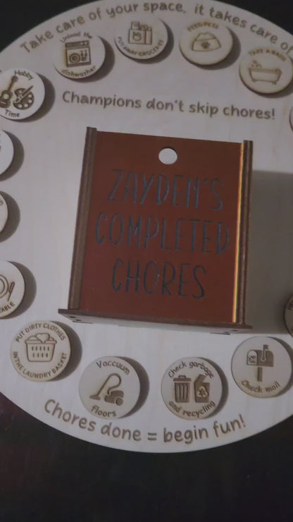 Interactive Personalized Wood Chore Chart for Kids