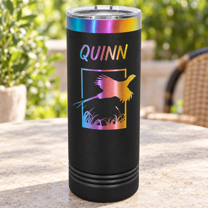Personalized 22 oz Ion-Plated Skinny Tumbler — Black/Prism — QUINN