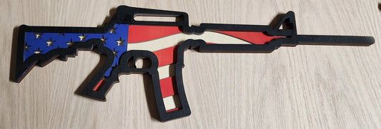 Rifle Shaped Laser Cut Patriotic Plaque - Smalltown Connetchin