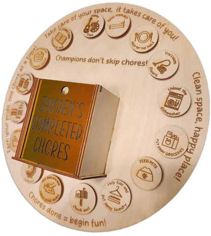 Interactive Personalized Wood Chore Chart for Kids