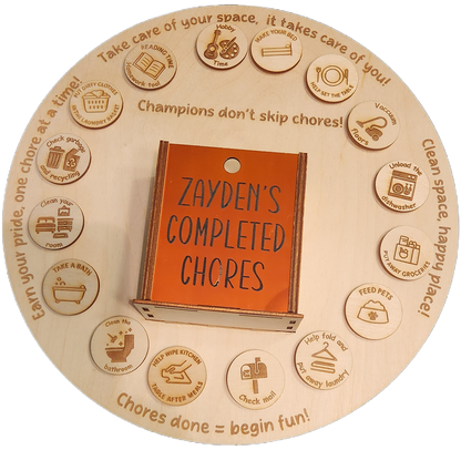 Interactive Personalized Wood Chore Chart for Kids