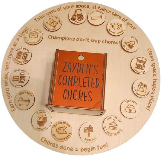Interactive Personalized Wood Chore Chart for Kids