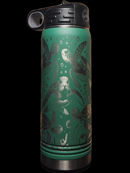 Sea Turtle Bottle - Multiple Sizes, Colors, and Laser Customization - Smalltown Connetchin