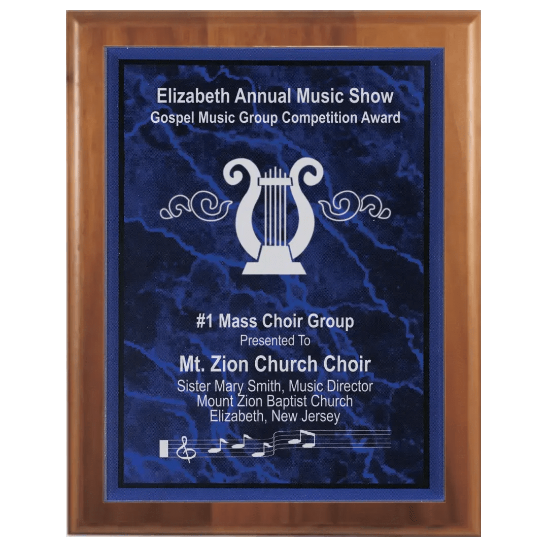 Step - Edge Genuine Walnut Personalized Plaque with (Optional) Marble Acrylic Plate - Smalltown Connetchin