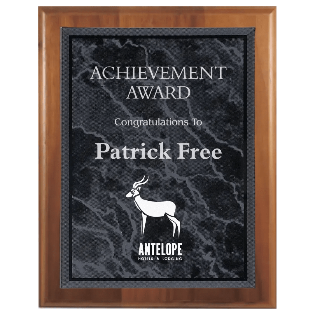 Step - Edge Genuine Walnut Personalized Plaque with (Optional) Marble Acrylic Plate - Smalltown Connetchin