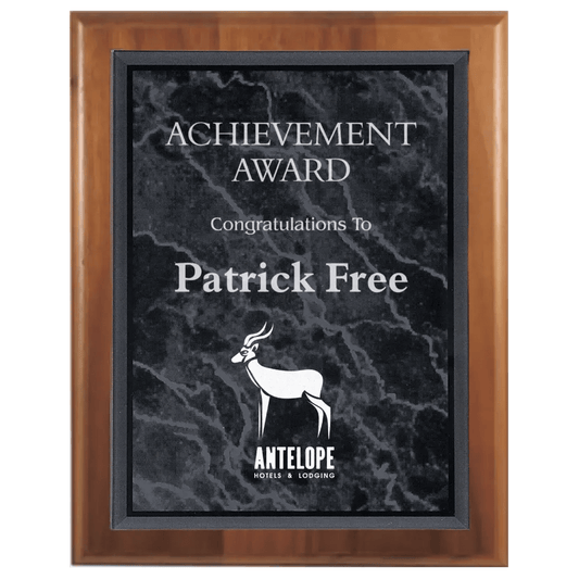 Step - Edge Genuine Walnut Personalized Plaque with (Optional) Marble Acrylic Plate - Smalltown Connetchin