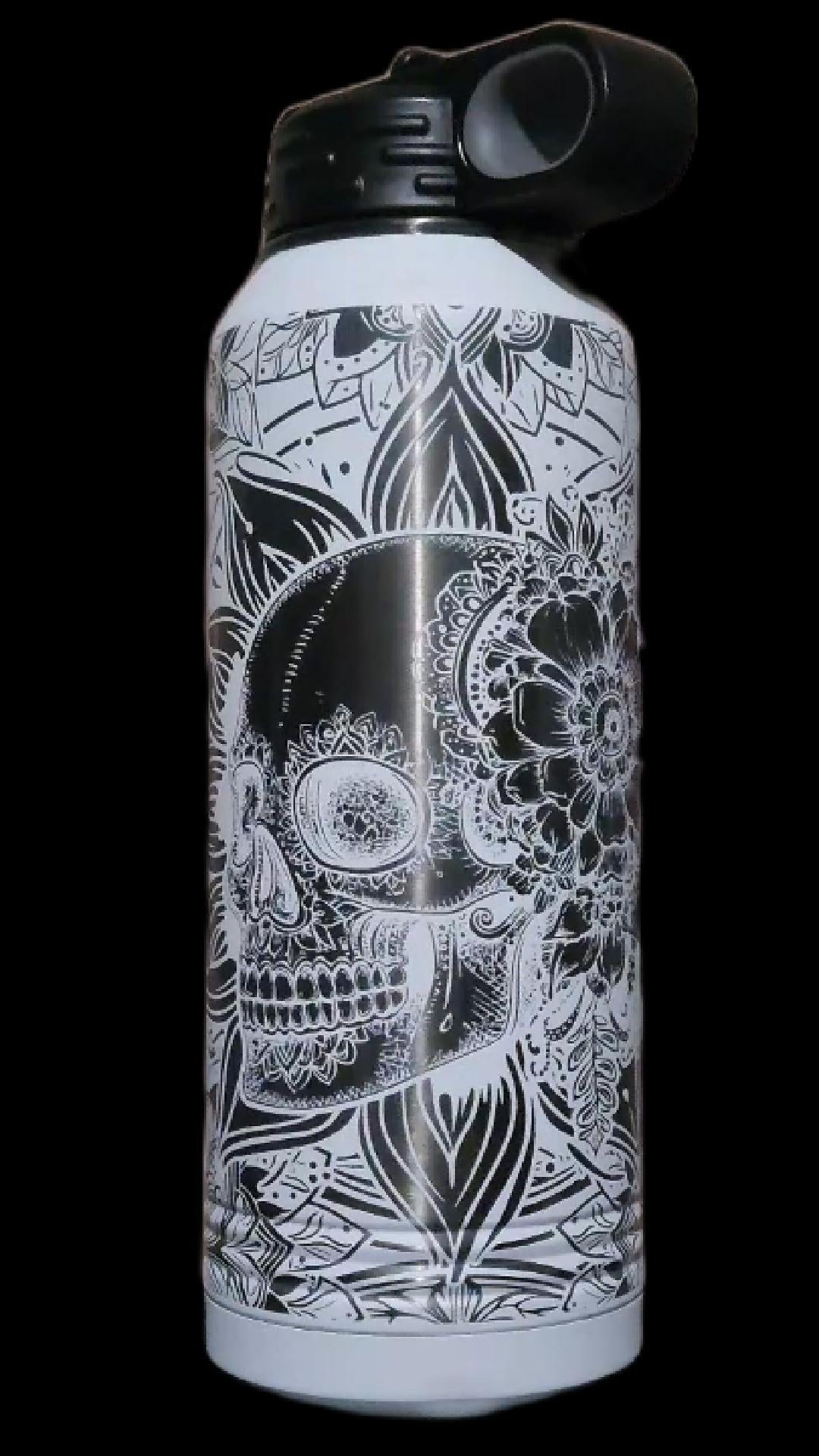 Sugar Skull Bottle - 32 oz Includes Laser Customization - Smalltown Connetchin