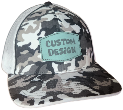 Custom Patch - Pacific Headwear Glamo Mesh Flex Fit Cap - BLACK/WHITE/BLACK