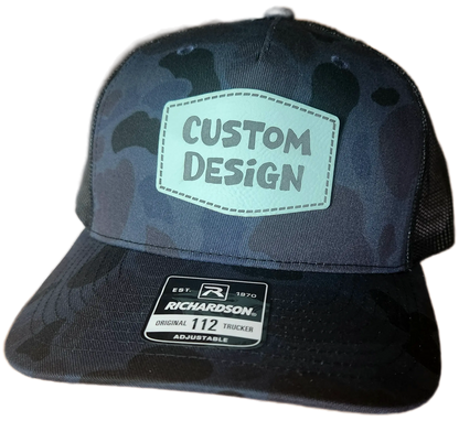 Custom Patch - Richardson 112PFP Printed Five Panel Snapback - ADMIRAL DUCK CAMO/BLACK