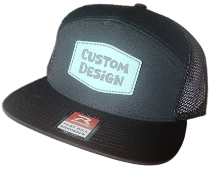 Custom Patch - Richardson 168 | 7 Panel Flat Bill Snapback Cap - BLACK
