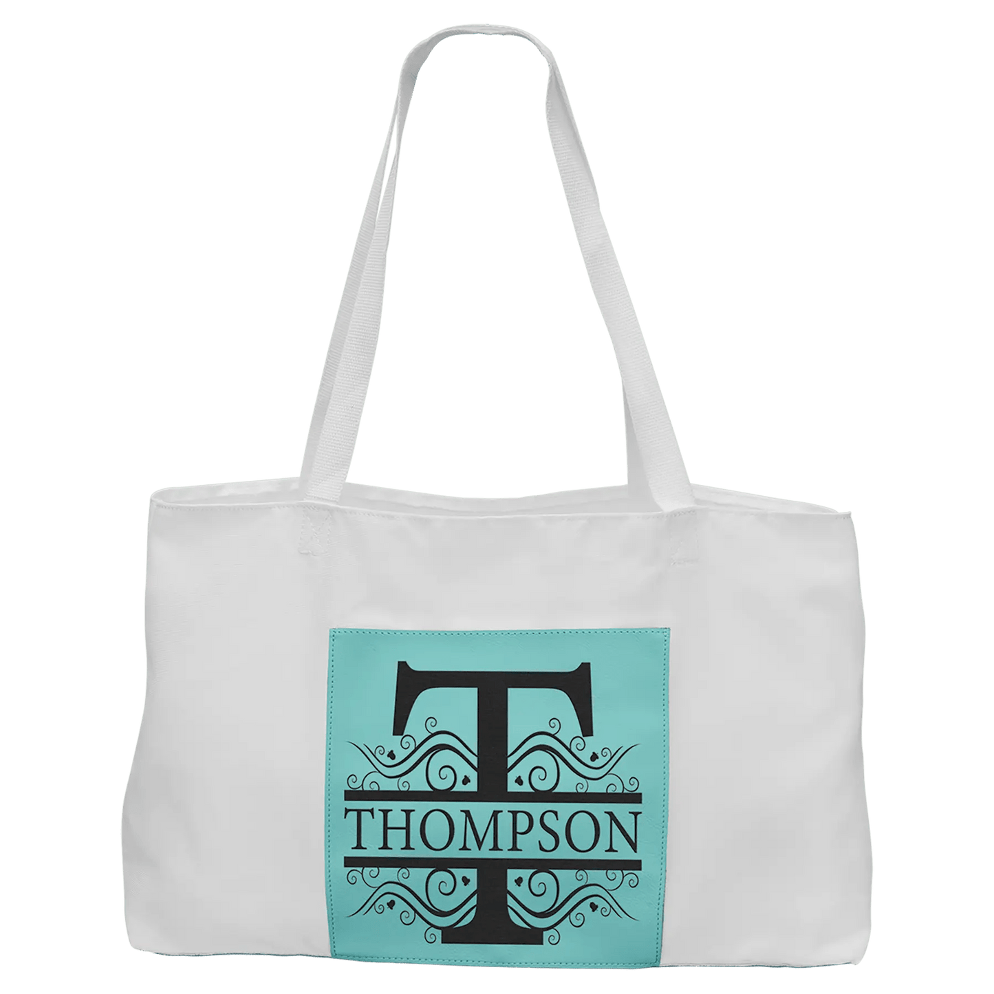 White Tote Bag with Customizable 5" - inch Leatherette Gusset - Smalltown Connetchin