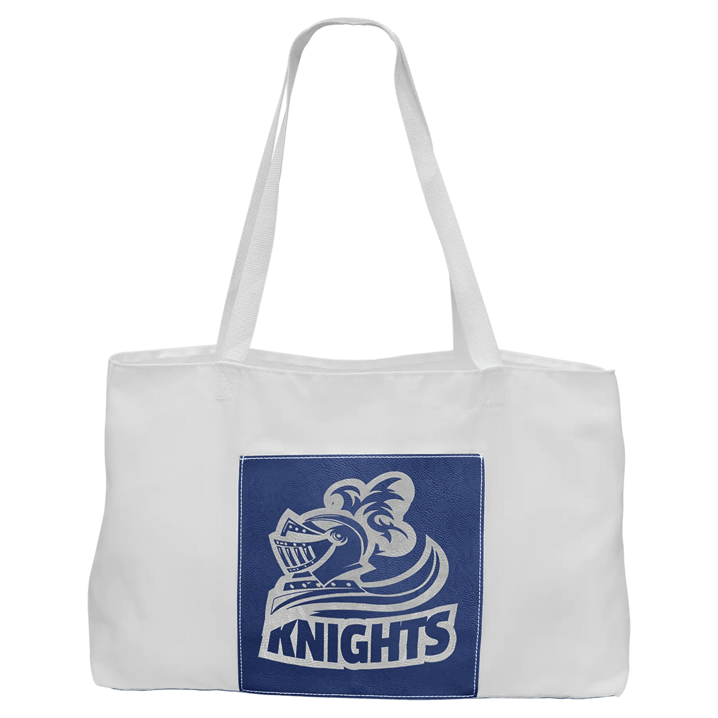 White Tote Bag with Customizable 5" - inch Leatherette Gusset - Smalltown Connetchin