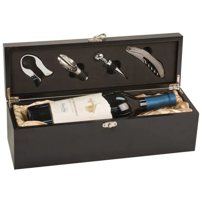 Wine Case - Custom Engraved Matte Black Finish - Single with Tools - Smalltown Connetchin