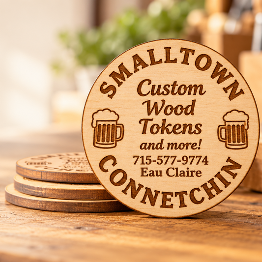 Custom Engraved Birch Wood Tokens | Bulk Packs